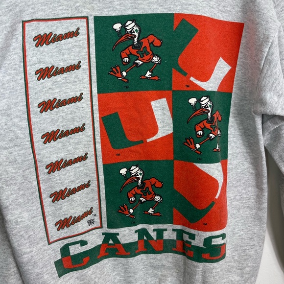 Vintage 90s Miami Canes Tultex Crewneck Sz L - Picture 3 of 9